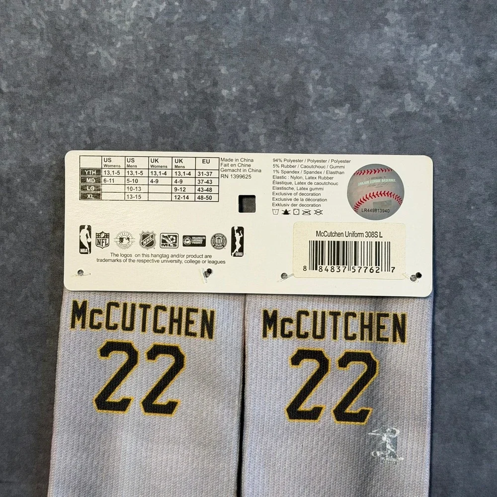 FBF Originals Andrew McCutchen‎ Pittsburgh Pirates MLB Crew Socks Mens Large New